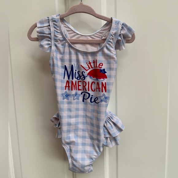 NWOT 2T Girls Red White & Blue Patriotic Little Miss American Pie One Piece - Picture 1 of 6